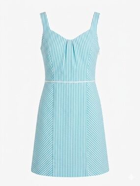 Brooks Brothers 100% Cotton Teal and White Seersucker Dress
